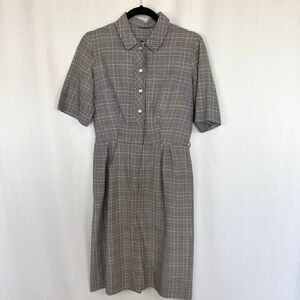 Vintage Midi Dress Plaid Check 50s mid Century Women's S-M
